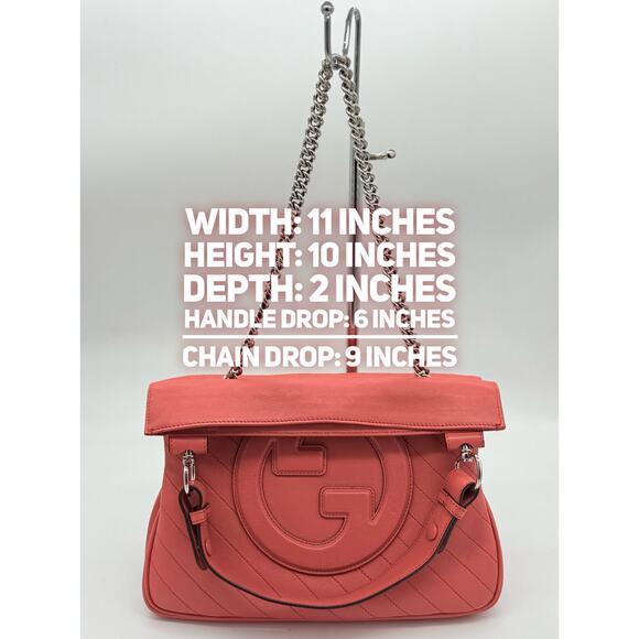 Gucci Pink Sakai Be Green Calfskin Diagonal Stitched Tote Bag*FULL INCLUSION*NWT - Picture 15 of 15